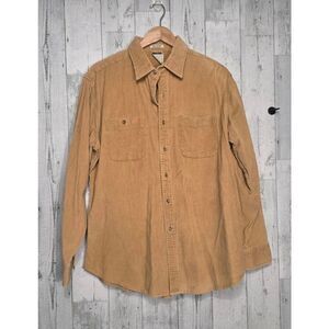 Vintage 70s Campus 100% Cotton Corduroy Button Down / Up Shirt Sz L